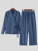 Men's Solid Color Loose Casual Two Pieces Outfit SKUL52016