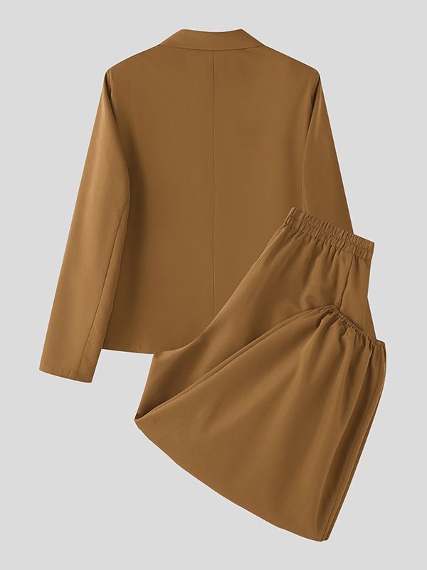 Men's Solid Color Casual Two Pieces Outfit SKUL50996