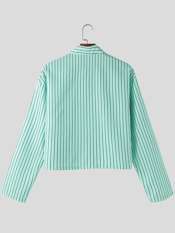 Men's Floral Patchwork Striped Long Sleeve Shirt SKUL45040