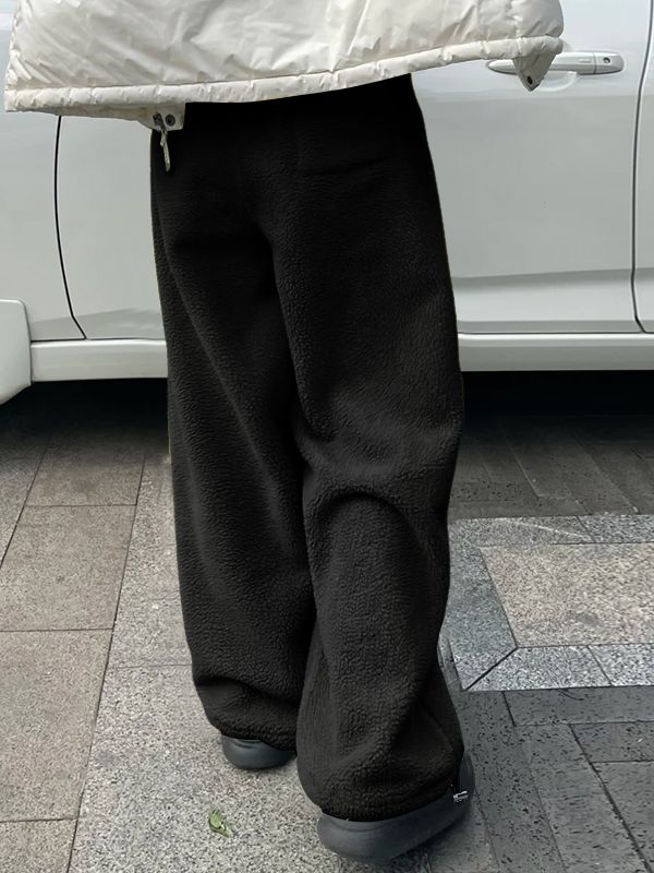 Men's Solid Color Plush Loose Pant SKUL38976