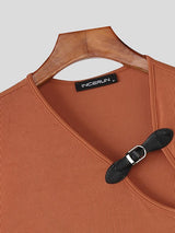 Men's Leather Strap Knit Cropped Tank SKUL51042