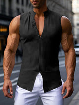 Mens Textured Deep V-Neck Sleeveless Tank SKUK97880