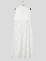 Men's Sheer Lace Patchwork Sleeveless Cardigan SKUL38958