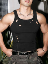 Mens Solid Color Cutout Casual Tank SKUL04418