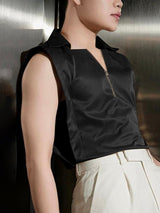 Mens Solid Color Half-Zip Tank SKUL07647