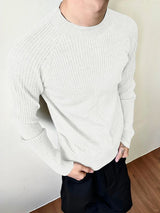 Men's Solid Color Textured Long Sleeve T-Shirt SKUL36783