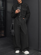 Men's Color Block Line Casual Two Pieces Outfit SKUL30577