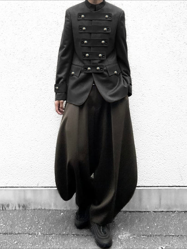 Men's Deconstructed Button Stand Collar Casual Blazer SKUL48643