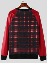 Mens Plaid Panel Long-Sleeve T-Shirt SKUK90407