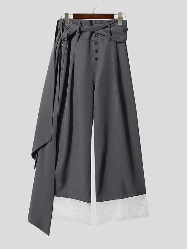 Men's Lace Patchwork Twisted Knot Pant SKUL46125