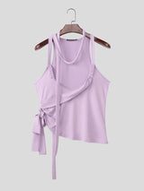 Men's Extra-Long Floating Ribbons Deconstructed Wrap Tank SKUL61064