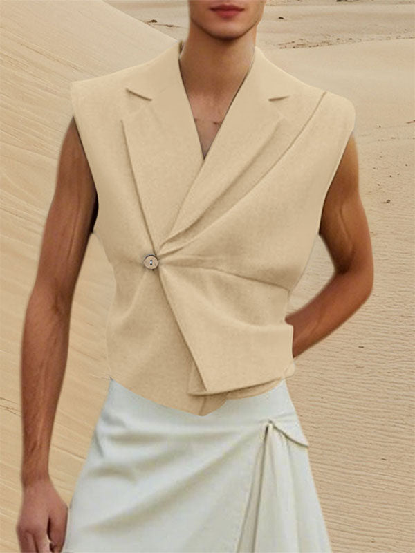 Mens Solid Color Casual Sleeveless Waistcoat SKUL10716