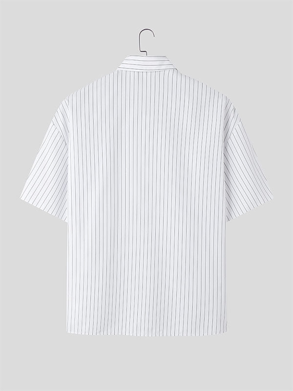 Mens Striped Cropped Short Sleeve Shirt SKUL07800
