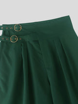 Men's Avant-Garde Gothic High Waist Buckle Wide Leg Culotte Pant SKUL65884