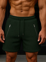 Mens Solid Color Velvety Zip Casual Short SKUL12163