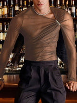 Men's Sheer Mesh Long Sleeve T-Shirt SKUL28377
