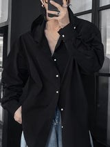 Men's Solid Color Minimalist Hooded Long Sleeve Shirt SKUL31682