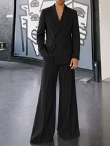 Men's Quiet Luxury Runway Double Breasted Floor Length Flared Leg Two Pieces Outfit SKUL80537