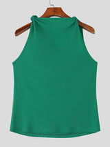 Mens Solid Color Textured Twist Design Tank SKUL12457