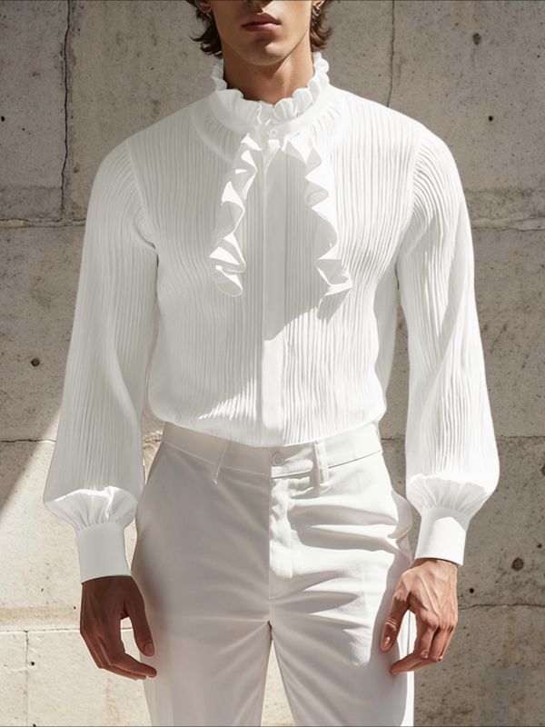 Men's Ruffle Textured Long Sleeve Shirt SKUL42557