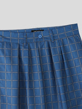 Men's Solid Color Plaid Wide Leg Pant SKUL22462