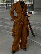 Men's Solid Color Long Hem Tie Two Pieces Outfit SKUL32861