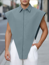 Men's Solid Color Inverted Triangle Sleeveless Shirt SKUL42636
