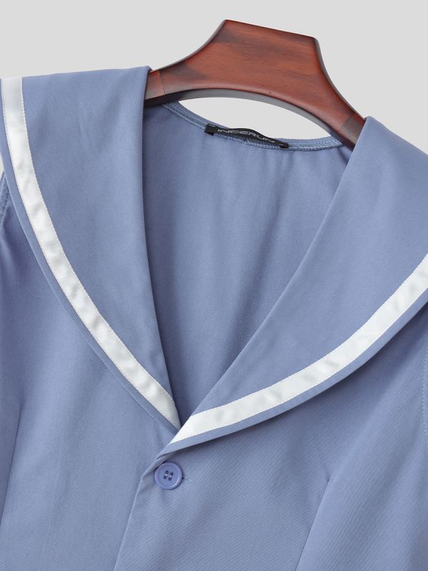 Men's Resort Wear Nautical Sailor Collar Tailored Waistcoat SKUL78988