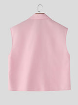 Men's Avant-Garde Futuristic Pointed Collar Colorblock Piping Sleeveless Shirt SKUL66063