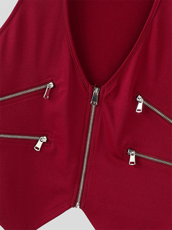 Men's Knit Halter Zip Cropped Tank SKUL21057