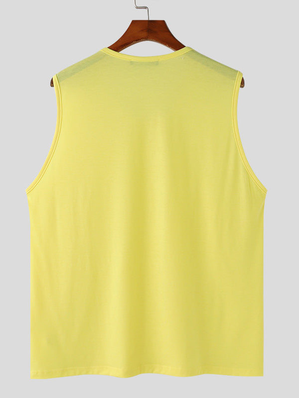 Mens Loose Fit Crew Neck Sleeveless Tank SKUK63597