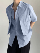 Mens Solid Color Short-Sleeve Pocket Shirt SKUL01121