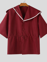 Men's Casual Sailor Collar Short Sleeve Shirt SKUL41524