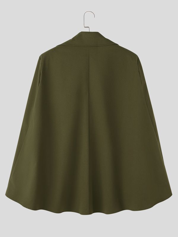 Men's Avant-Garde Runway Integrated Flowing Capelet Wrap Front Cloak SKUL83135