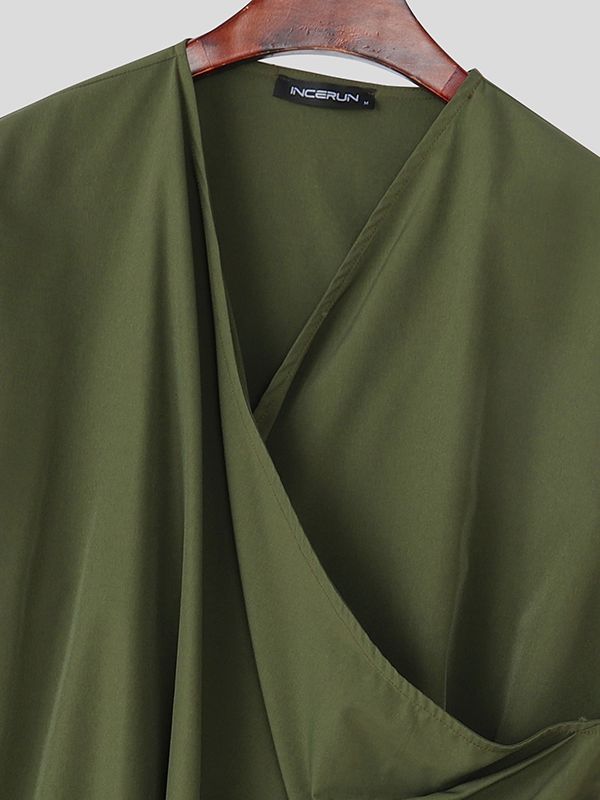 Men's Deconstructed Asymmetrical Placket Long Sleeve Shirt SKUL44018