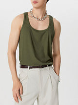 Mens Solid Square Collar Sleeveless Vest SKUK11850