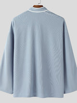 Men's Contrast Color Line Flared Sleeve Shirt SKUL46206