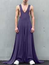 Men's Solid Color Loose Fit Jumpsuit SKUL53178