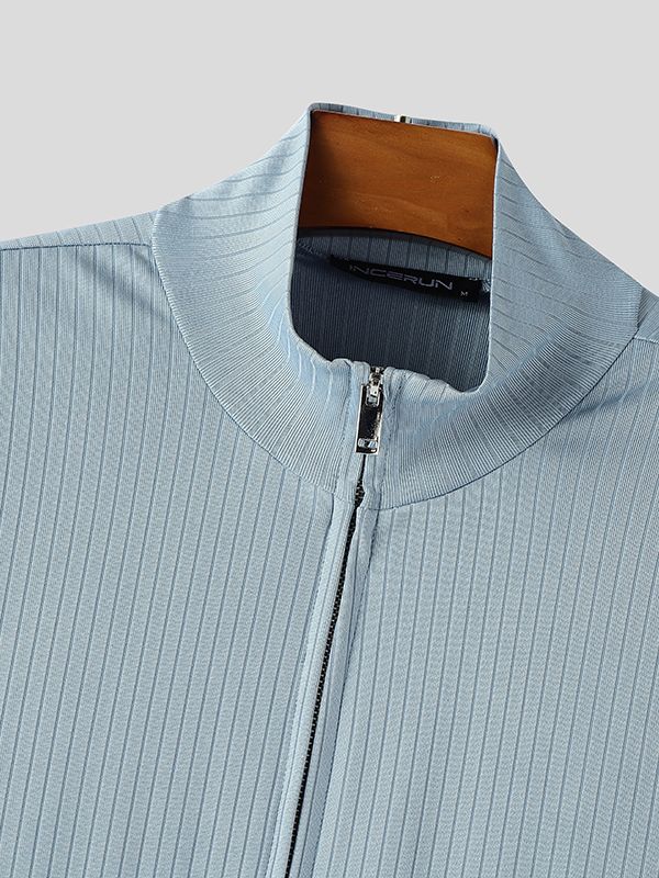 Men's Solid Color Textured Long Sleeve T-shirt SKUL48764