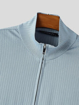 Men's Solid Color Textured Long Sleeve T-shirt SKUL48764