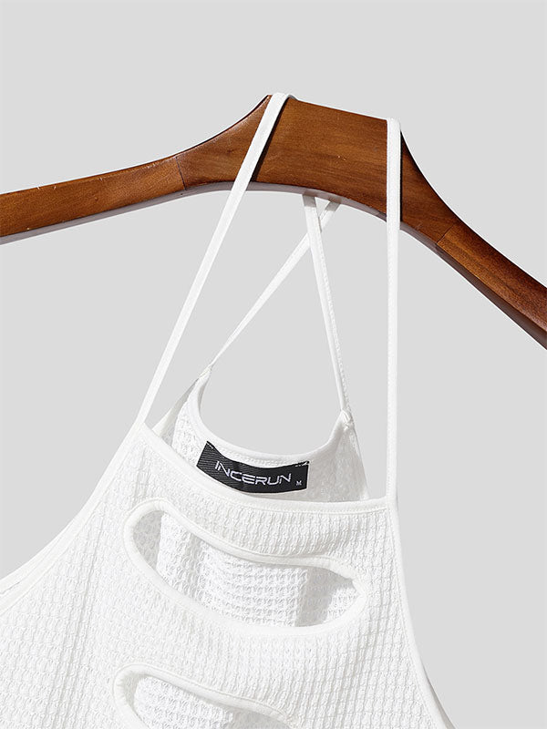 Men's Solid Color Cutout Casual Tank SKUL15381