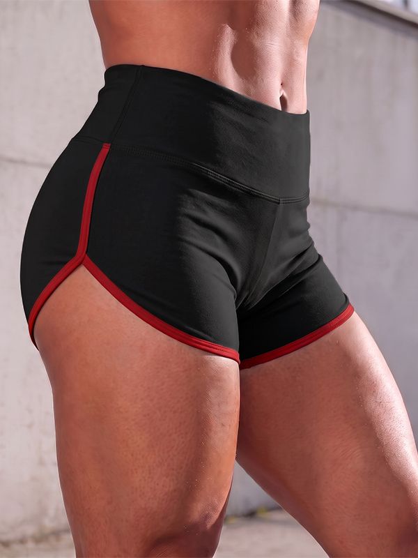 Men's Sexy Gym Contrast Binding Dolphin Hem Butt Lifting High Waist Mini Length Short SKUL82414