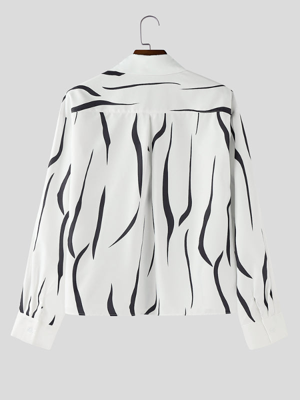 Men's Irregular Stripe Print Long Sleeve Shirt SKUL27285