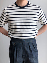 Mens Striped Crew Neck Short Sleeve T-Shirt SKUK52967