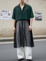 Men's Sheer Mesh Patchwork Short Sleeve Cardigan SKUL49877