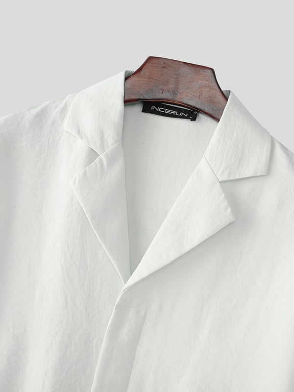 Mens Solid Color Casual Short-Sleeve Shirt SKUL10729