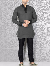 Mens Contrast Patchwork Stand Collar Muslim Shirt SKUK28990