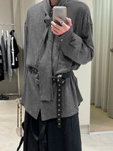 Men's Tie Strap Knit Long Sleeve Shirt SKUL37297