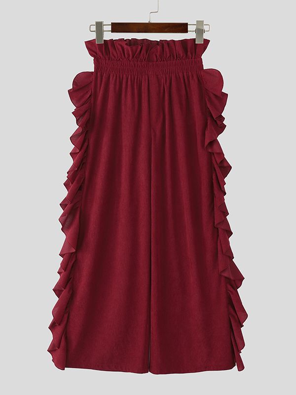 Men's Ruffled Patchwork High Waist Casual Pant SKUL29562