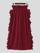 Men's Ruffled Patchwork High Waist Casual Pant SKUL29562